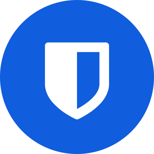 A stylized white shield on a blue background