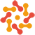 Logo showing orange and red shapes rotating around a small orange center.